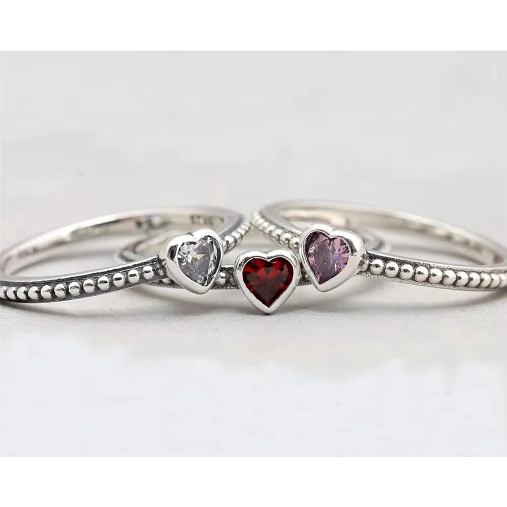 NEW Women's Milgrain 925 Sterling Silver Diamond Simulant Heart Ring, Size 9‎
